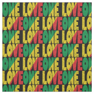 One Love Rasta Reggae Typographic Print Fabric