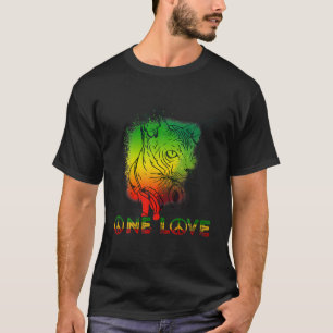One Love Rastafari Cat Rasta Reggae Kitten Headpho T-Shirt