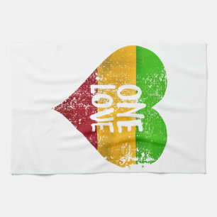One Love Rastafari T-Shirt Jamaica Retro Vintage G Tea Towel