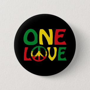 One Love, Reggae design 6 Cm Round Badge