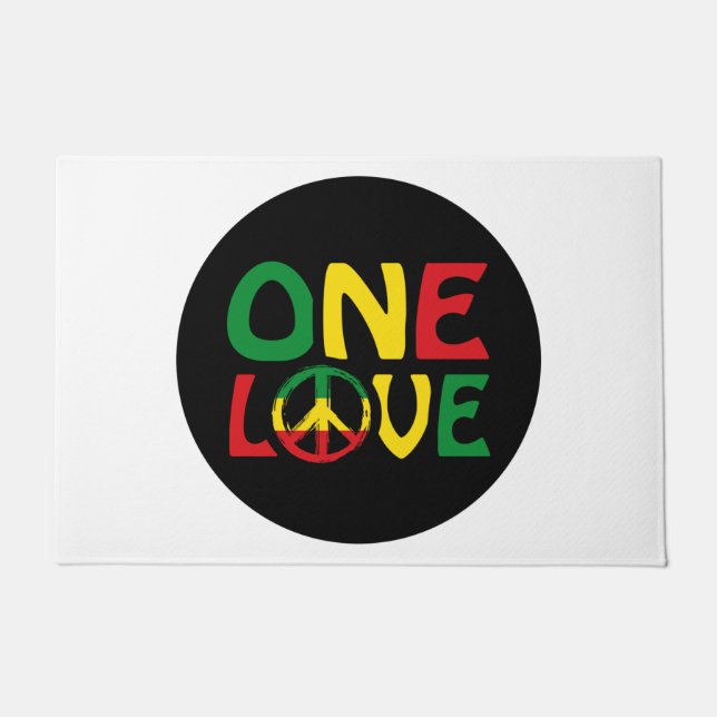 One Love, Reggae design Doormat (Front)