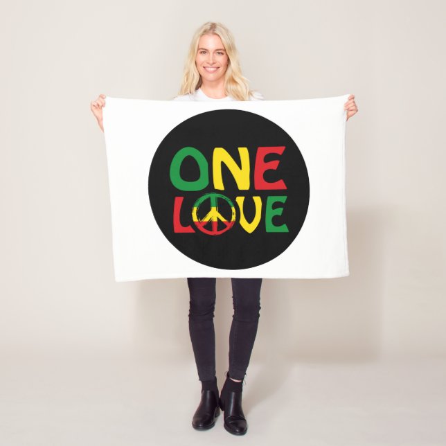 One Love, Reggae design Fleece Blanket (In Situ)