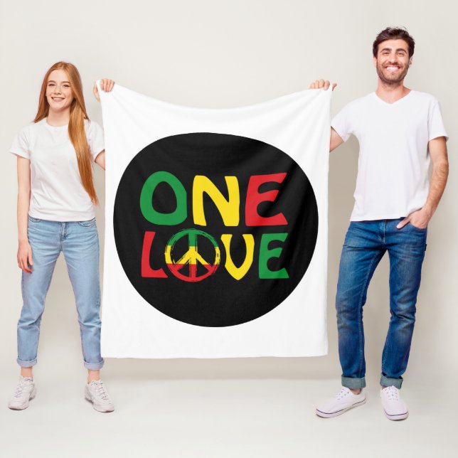 One Love, Reggae design Fleece Blanket (In Situ)