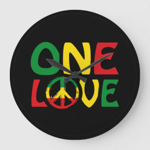 One Love, Reggae design Large Clock