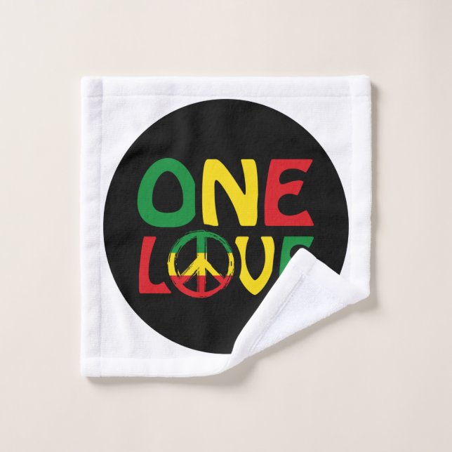 One Love, Reggae design Wash Cloth (Wash Cloth)