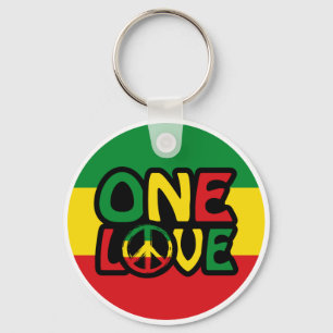 One Love, Reggae design with reggae colors Key Ring