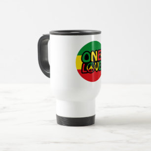 One Love, Reggae design with reggae colors Travel Mug