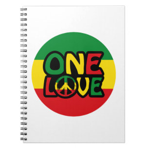 One Love, Reggae design with reggae colours Notebook