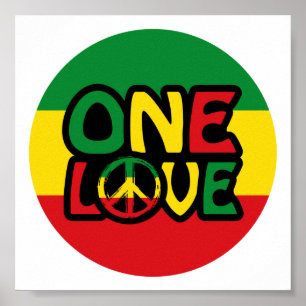 One Love, Reggae design with reggae colours Poster