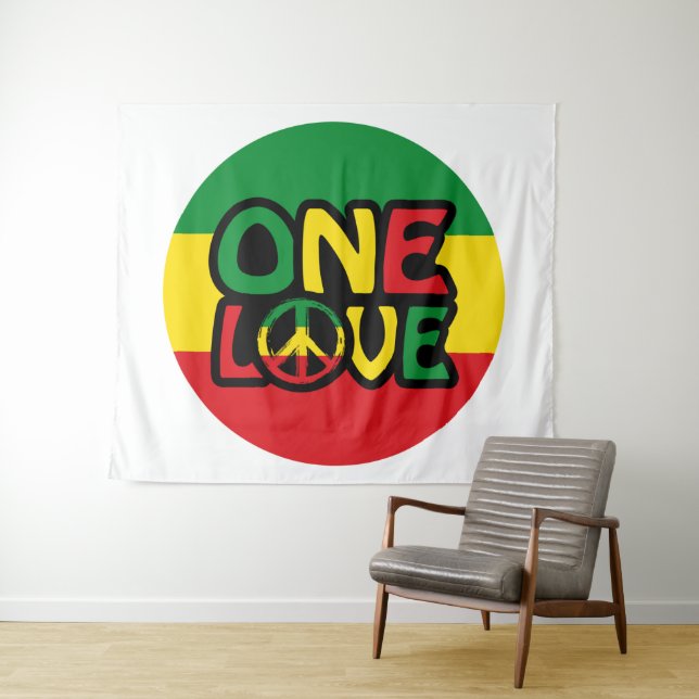 One Love, Reggae design with reggae colours Tapestry (In Situ (Horizontal))