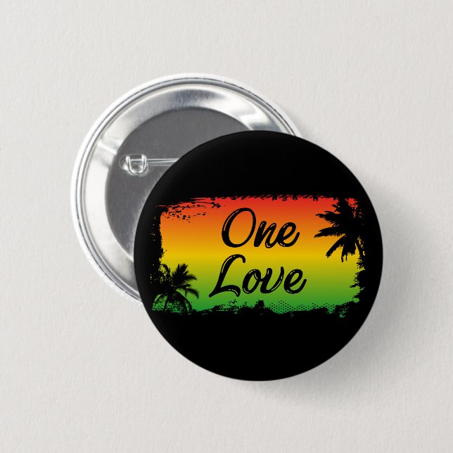 One Love Reggae Music 6 Cm Round Badge (Front & Back)