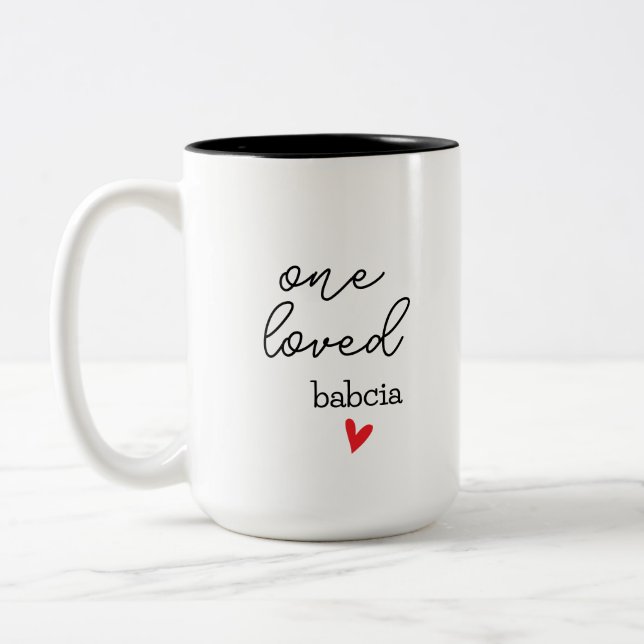 One Loved Babcia | Customisable Grandma Gift Two-Tone Coffee Mug (Left)