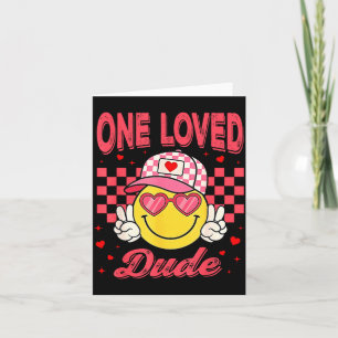 One Loved Dude Checkered Heart Valentines Day Boys Card