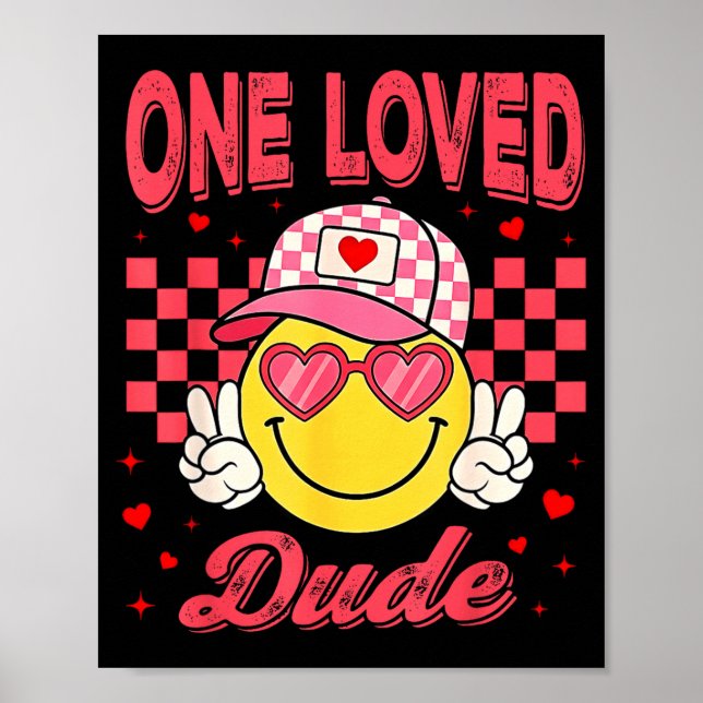 One Loved Dude Checkered Heart Valentines Day Boys Poster (Front)