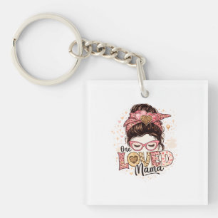 One Loved Mama Cute Leopard Heart Mom Quote Key Ring