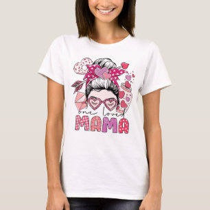 One Loved Mama Messy Bun Graphic T-Shirt