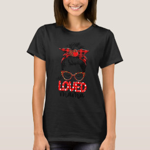 One Loved Mama Messy Bun Womens  Cute Mum Valentin T-Shirt