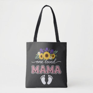One Loved Mama Sunflower Iris Pregnancy Reveal  Tote Bag