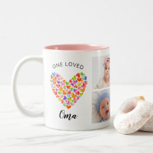 One Loved Oma Four Photo Collage Two-Tone Coffee Mug