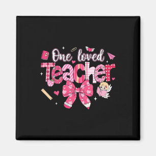 One Loved Teacher Coquette Bow Pencil Valentine Gi Magnet