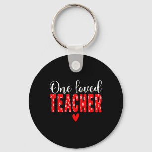 One Loved Teacher Flower Happy Valentines Day Funn Key Ring