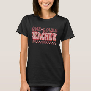 One Loved Teacher Retro Groovy Flowers Hearts Vale T-Shirt