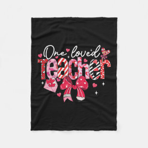 One Loved Teacher Valentine Coquette Bow Fleece Blanket
