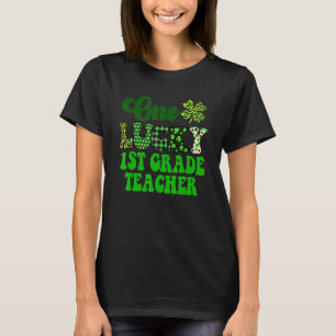 One Lucky 1st Grade Teacher Vintage Groovy St. Pat T-Shirt