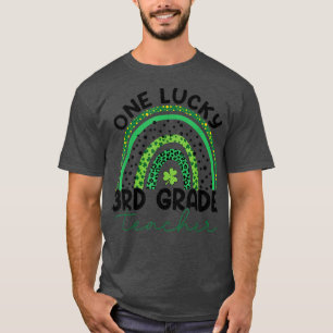 One Lucky 3rd Grade Teacher Leopard Rainbow St Pat T-Shirt