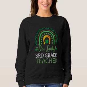 One Lucky 3rd Grade Teacher Rainbow Leopard St Pat Sweatshirt