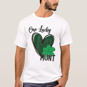 One Lucky Aunt Leopard Heart St Patrick’S Day T-Shirt