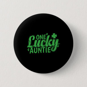 One Lucky Auntie St. Patricks Day 6 Cm Round Badge