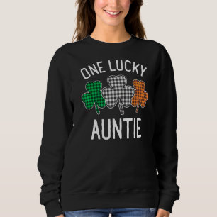 One Lucky Auntie St Patrick's Day Irish Flag Plaid Sweatshirt