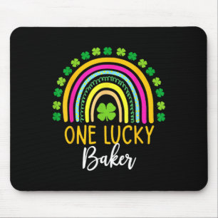 One Lucky Baker St Patrick Day Shamrocks Mouse Pad