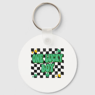 One Lucky Boy St Patricks Day Groovy Irish Shamroc Key Ring