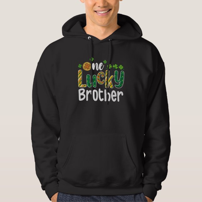 One Lucky Brother Matching Family St Patrick's Day Hoodie (Front)