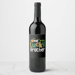 One Lucky Brother Matching Family St Patrick's Day Wine Label