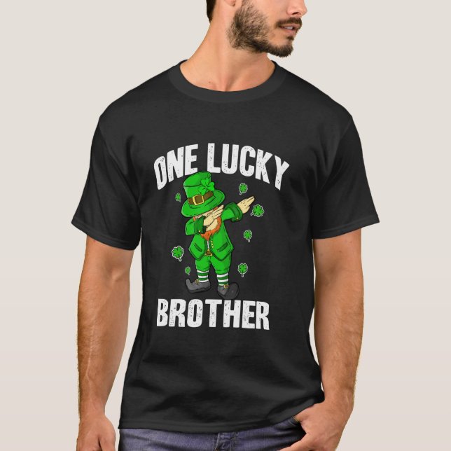 One Lucky Brother St Patricks Day Dabbing Leprecha T-Shirt (Front)