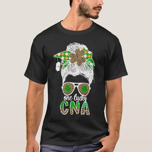 One Lucky CNA St Patrick's Day Certified Nursing A T-Shirt (Front)