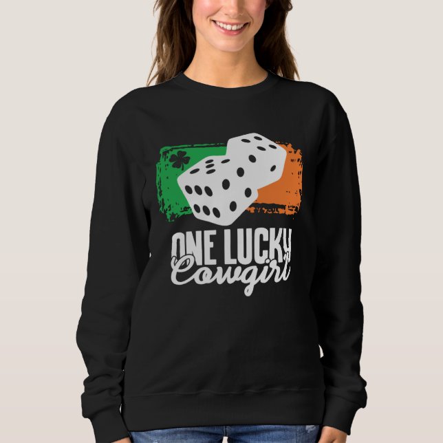 One Lucky Cowgirl Dice Game  Family Group Matching Sweatshirt (Front)