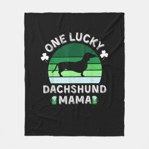 one lucky dachshund mama funny st patrick's day wo fleece blanket