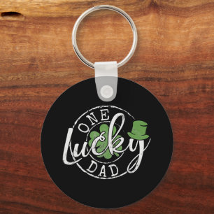 One Lucky Dad Father Irish Clovers St Patricks Day Key Ring
