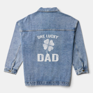 One Lucky Dad Funny Father Irish C St Patrick's Da Denim Jacket