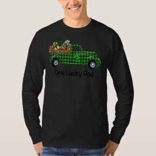 One Lucky Dad Green Plaid Truck Shamrocks St Patri T-Shirt