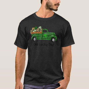 One Lucky Dad Green Plaid Truck Shamrocks St Patri T-Shirt