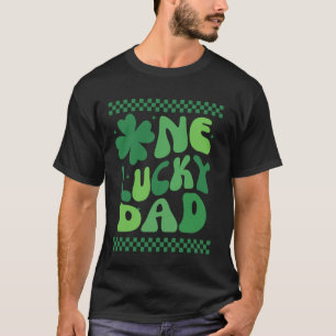 One Lucky Dad Groovy Matching Family 1st Birthday T-Shirt