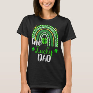 One Lucky Dad Leopard Print Rainbow St Patricku201 T-Shirt