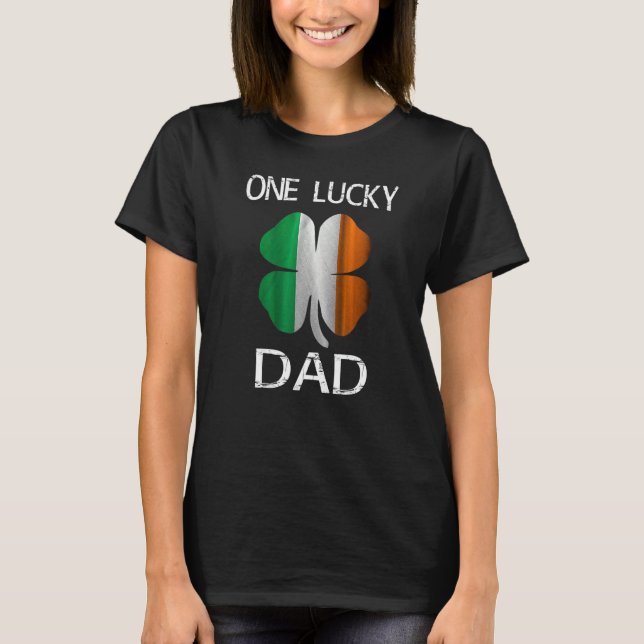 One Lucky Dad  St Patrick S Day Shamrock Daddy  Me T-Shirt (Front)