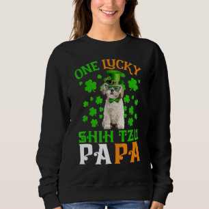 One Lucky Dog Papa CREAM Shih Tzu Dad St Patricks Sweatshirt