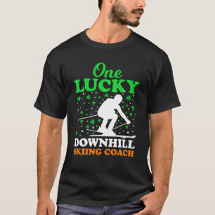 One Lucky Downhill Skiing Coach St. Patrick's Day T-Shirt
